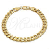 Oro Laminado Basic Bracelet, Gold Filled Style Concave Cuban Design, Polished, Golden Finish, 5.223.002.08