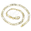 Oro Laminado Basic Anklet, Gold Filled Style Figaro Design, Polished, Golden Finish, 04.213.0241.10