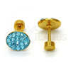 Stainless Steel Stud Earring, with Aqua Blue Crystal, Polished, Golden Finish, 02.271.0007.8