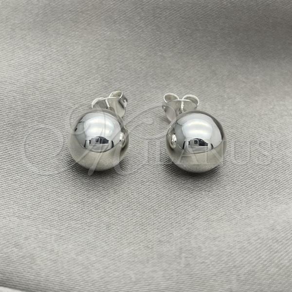 Sterling Silver Stud Earring, Ball Design, Polished, Silver Finish, 02.401.0055.10