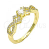 Oro Laminado Multi Stone Ring, Gold Filled Style with White Cubic Zirconia and White Micro Pave, Polished, Golden Finish, 01.99.0084.08 (Size 8)
