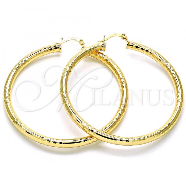 Oro Laminado Large Hoop, Gold Filled Style Hollow Design, Polished, Golden Finish, 02.170.0262.60