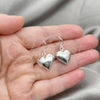 Sterling Silver Dangle Earring, Heart Design, Polished, Silver Finish, 02.399.0017