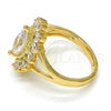 Oro Laminado Multi Stone Ring, Gold Filled Style with White Cubic Zirconia, Polished, Golden Finish, 01.205.0003.08 (Size 8)