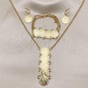 Oro Laminado Necklace, Bracelet and Earring, Gold Filled Style Rolo Design, Polished, Golden Finish, 06.372.0074