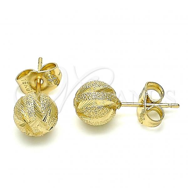 Oro Laminado Stud Earring, Gold Filled Style Matte Finish, Golden Finish, 02.100.0114