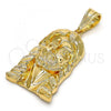 Oro Laminado Religious Pendant, Gold Filled Style Jesus Design, Diamond Cutting Finish, Golden Finish, 05.120.0034