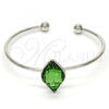 Rhodium Plated Individual Bangle, with Fern Green Swarovski Crystals, Polished, Rhodium Finish, 07.239.0006.5