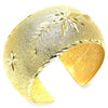 Oro Laminado Individual Bangle, Gold Filled Style Chunky and Leaf Design, Diamond Cutting Finish, Golden Finish, 07.168.0012 (35 MM Thickness, One size fits all)