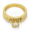 Oro Laminado Multi Stone Ring, Gold Filled Style with White Cubic Zirconia, Polished, Golden Finish, 5.164.007.09.GT (Size 9)