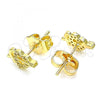 Oro Laminado Stud Earring, Gold Filled Style Heart Design, with White Micro Pave, Polished, Golden Finish, 02.233.0050