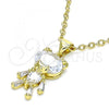 Oro Laminado Fancy Pendant, Gold Filled Style Teddy Bear Design, with White Cubic Zirconia, Polished, Golden Finish, 05.341.0050