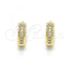 Oro Laminado Huggie Hoop, Gold Filled Style with White Micro Pave, Polished, Golden Finish, 02.156.0288.10