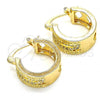 Oro Laminado Small Hoop, Gold Filled Style with White Micro Pave, Polished, Golden Finish, 02.210.0277.15