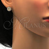 Oro Laminado Stud Earring, Gold Filled Style with White Micro Pave, Polished, Golden Finish, 02.282.0007