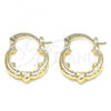 Oro Laminado Small Hoop, Gold Filled Style Heart Design, Polished, Golden Finish, 02.233.0029.20