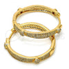 Oro Laminado Huggie Hoop, Gold Filled Style Flower Design, with White Micro Pave, Polished, Golden Finish, 02.213.0010.30