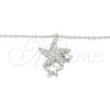 Sterling Silver Pendant Necklace, Star Design, with White Cubic Zirconia, Polished, Rhodium Finish, 04.336.0202.16