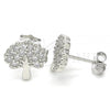 Sterling Silver Stud Earring, Tree Design, with White Cubic Zirconia, Polished, Rhodium Finish, 02.336.0128