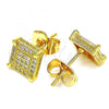 Oro Laminado Stud Earring, Gold Filled Style with White Cubic Zirconia, Polished, Golden Finish, 02.344.0048