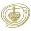 Oro Laminado Pendant Necklace, Gold Filled Style Heart and Flower Design, Polished, Golden Finish, 04.351.0012.2.20