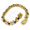 Oro Laminado Tennis Bracelet, Gold Filled Style with Sapphire Blue and White Cubic Zirconia, Polished, Golden Finish, 03.210.0077.3.08