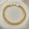 Oro Laminado Basic Anklet, Gold Filled Style Miami Cuban Design, Polished, Golden Finish, 5.223.010.10