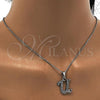 Stainless Steel Pendant Necklace, Initials and Rolo Design, with White Crystal, Polished, Steel Finish, 04.238.0027.18