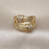 Oro Laminado Multi Stone Ring, Gold Filled Style with White Micro Pave, Polished, Golden Finish, 01.428.0005