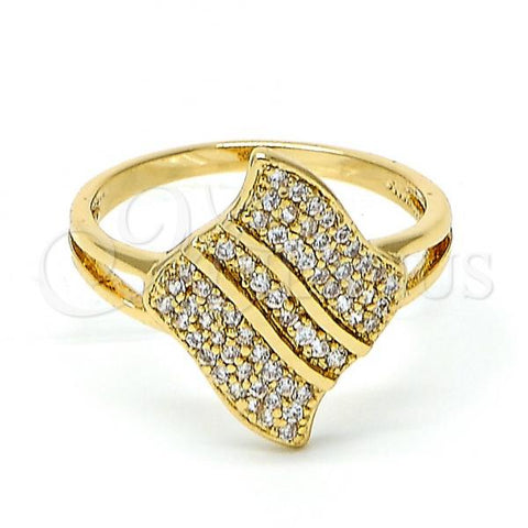 Oro Laminado Multi Stone Ring, Gold Filled Style with White Cubic Zirconia, Polished, Golden Finish, 01.122.0004.09 (Size 9)