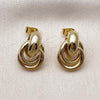 Oro Laminado Stud Earring, Gold Filled Style Hollow and Love Knot Design, Polished, Golden Finish, 02.282.0042