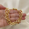 Oro Laminado Necklace and Bracelet, Gold Filled Style Rolo Design, Polished, Golden Finish, 06.378.0003