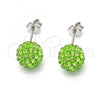 Sterling Silver Stud Earring, with Light Green Crystal, Polished, Rhodium Finish, 02.332.0042.9