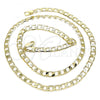 Oro Laminado Basic Necklace, Gold Filled Style Curb Design, Polished, Golden Finish, 5.222.005.18