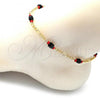 Oro Laminado Fancy Anklet, Gold Filled Style with Black Crystal, Polished, Golden Finish, 03.64.0132.10