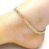 Oro Laminado Basic Anklet, Gold Filled Style Mariner Design, Polished, Golden Finish, 5.222.024.10