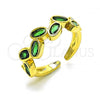 Oro Laminado Multi Stone Ring, Gold Filled Style with Green Cubic Zirconia, Polished, Golden Finish, 01.102.0010