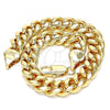 Oro Laminado Basic Bracelet, Gold Filled Style Miami Cuban Design, Polished, Golden Finish, 5.223.010.08