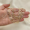 Oro Laminado Necklace and Bracelet, Gold Filled Style Heart Design, Polished, Golden Finish, 06.105.0008