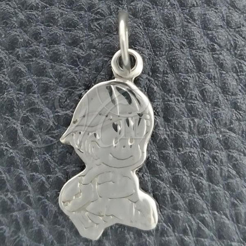 Sterling Silver Fancy Pendant, Little Boy Design, Polished, Silver Finish, 05.392.0014