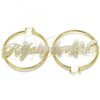 Oro Laminado Large Hoop, Gold Filled Style Nameplate Design, Polished, Golden Finish, 02.63.2681.60