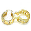 Oro Laminado Small Hoop, Gold Filled Style with White Cubic Zirconia, Polished, Golden Finish, 02.210.0282.20