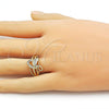 Oro Laminado Multi Stone Ring, Gold Filled Style Heart Design, with White Cubic Zirconia, Polished, Golden Finish, 01.310.0046