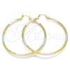 Oro Laminado Large Hoop, Gold Filled Style Diamond Cutting Finish, Tricolor, 02.170.0394.60