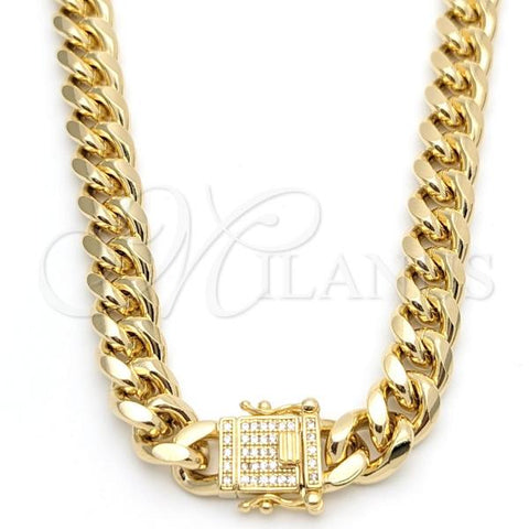 Oro Laminado Basic Necklace, Gold Filled Style Miami Cuban Design, Polished, Golden Finish, 03.419.0013.24
