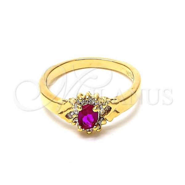 Oro Laminado Multi Stone Ring, Gold Filled Style with Garnet and White Cubic Zirconia, Polished, Golden Finish, 5.172.027.09 (Size 9)