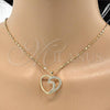 Oro Laminado Pendant Necklace, Gold Filled Style Heart Design, with White Cubic Zirconia, Polished, Golden Finish, 04.99.0030.18