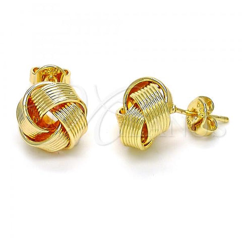 Oro Laminado Stud Earring, Gold Filled Style Love Knot Design, Polished, Golden Finish, 02.63.2373