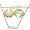 Oro Laminado Necklace, Bracelet and Earring, Gold Filled Style Polished, Golden Finish, 06.63.0241