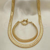 Oro Laminado Necklace and Bracelet, Gold Filled Style Chunky Design, Polished, Golden Finish, 06.179.0001
